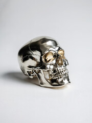 Metalilc Skull Figure, Minimalist Healthcare Symbol, Science & Medicine Concept
