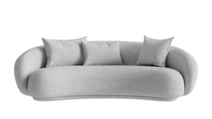 Front view of a modern white leather sofa on an isolated background.
