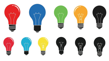 A collection of colorful light bulbs in various shades and outlines