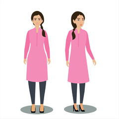 Indian Woman With Cartoon Character Set Indian Young Female Character Multiple Poses for Animation