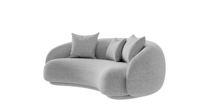 Contemporary white sofa on a transparent background. Furniture for the interior collages and presentations.
 - Powered by Adobe