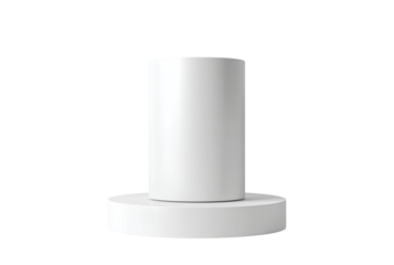 White cylindrical object with a circular base isolated on transparent background