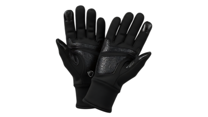 Pair of Black Winter Gloves for touchscreen devices on black background