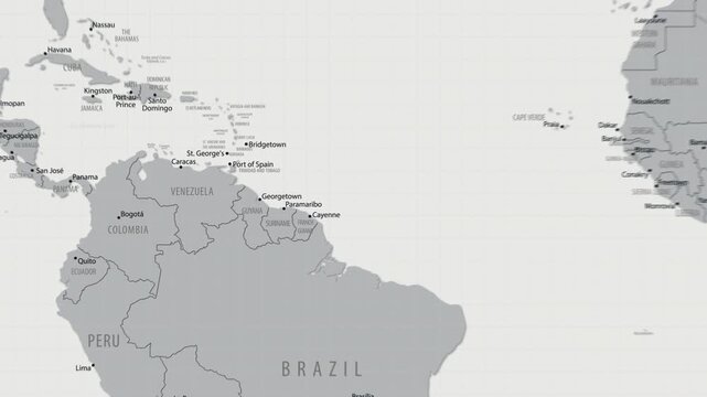 Suriname on the World Map. 4K animation.