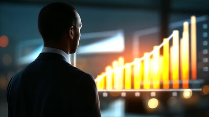 Silhouette of faceless man in office with corporate infographic overlay business visualization data overlay professional silhouette corporate analytics business intelligence - Powered by Adobe