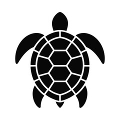 Obraz premium Black sea turtle silhouette on white background
