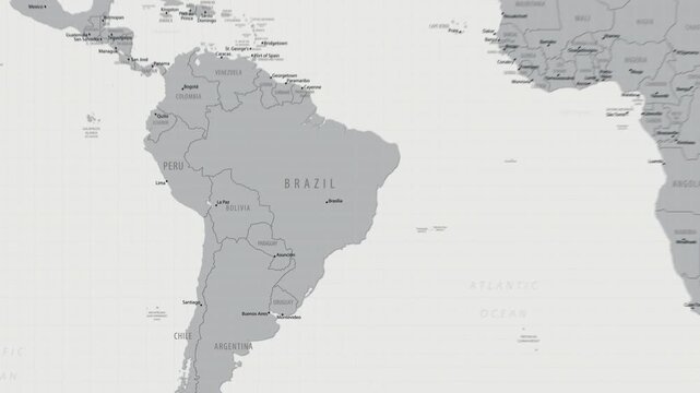 Paraguay on the World Map. 4K animation.