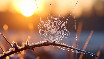spider web with dew drops