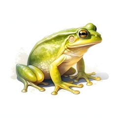 Obraz premium Illustration of a green tree frog sitting on a white surface