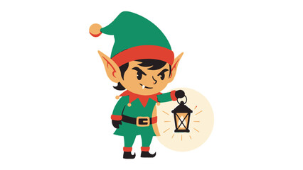 The Festive Guardian: A whimsical elf, clad in vibrant green attire, bears a lantern, its warm light casting a cheerful glow. This merry image is perfect for adding holiday cheer to your project.