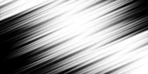 Black grunge halftone gradient background. Abstract faded grit noise texture. White and black simple wallpaper. Retro Style pixelated backdrop. Anime or manga style pop art. Vector illustration
