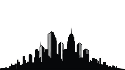 Obraz premium Resilient architecture silhouette Black Silhouette of a City Skyline with Varied Building Heights on White Background buildings skyscrapers
