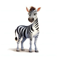 Naklejka premium Cute zebra standing with a friendly expression in a bright cartoon illustration style