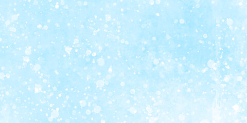 Watercolor grunge stain with hand paint pattern on blue and white splash with beautiful bokeh and bubble canvas. Blue watercolor vector snowflake background. hand paint watercolor and paper texture.