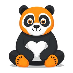 Obraz premium Stylized cartoon illustration of a cheerful bear with unique orange and black coloration sitting centered