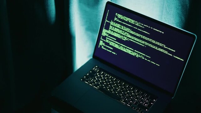 Glimmering screen audit, Monitor shows green logs during investigation, Device reveals lime hues analyst reviews data, Portable computer exhibits verdant logs investigator analyzes timestamp sequences