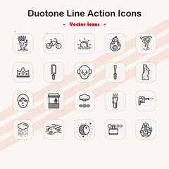 Duotone Line Action Icon Set