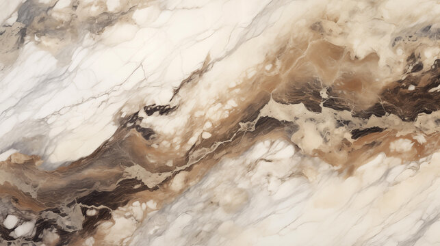 Luxurious Brown White Marble Texture Pattern Natural Stone Onyx Surface with Flowing Cream Grey Veins Elegant