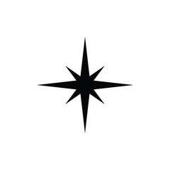 North star icon silhouette vector flat design on white background. Simple north star vector.