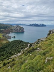 Rocks and flysches of the Bay of Biscay on a cloudy day. Basque country