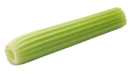 Fresh, vibrant green celery stalk isolated on transparency background, showcasing its crisp texture and natural ribbed pattern. Perfect for healthy eating and cooking inspiration