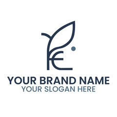 Monogram FE Leaf Logo Design Minimalist Eco Initial Symbol