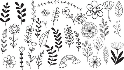 seamless floral vector pattern with flowers and leaves