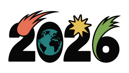 Global Outlook: A dynamic graphic, integrating numerical elements with environmental iconography. Representing an outlook or goal.
