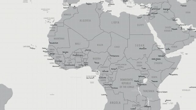Nigeria on the World Map. 4K animation.