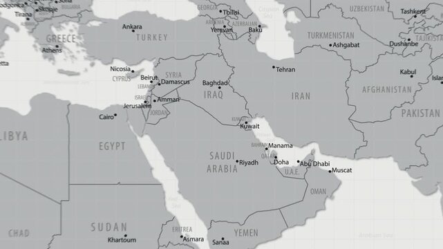 Kuwait on the World Map. 4K animation.