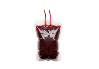 Blood bag isolated on transparent background for medical, healthcare and halloween design