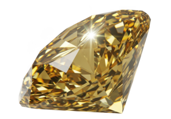Yellow diamond isolated on transparent background for luxury jewelry design, branding, and advertising