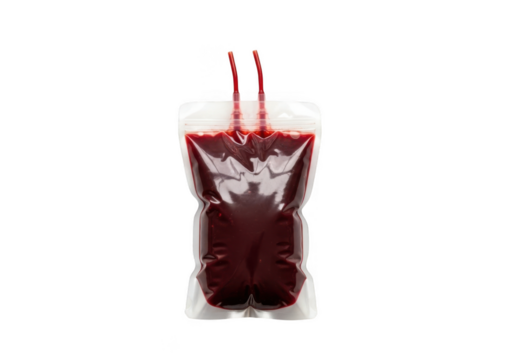 Blood bag isolated on transparent background for medical, healthcare and halloween design - Powered by Adobe