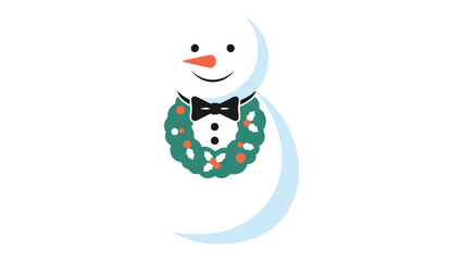 Festive Snowman: A charming snowman, adorned with a holly wreath and a dapper bow tie, smiles warmly, evoking the magic of winter and the festive season.