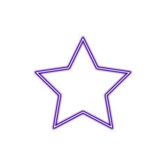 Neon Glowing Purple Star Outline Isolated on Transparent Background