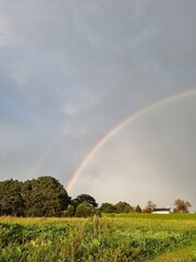 A rainbow over fields in Spain.
