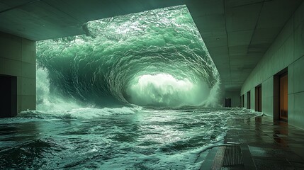 Giant Wave Flooding Indoor Tunnel