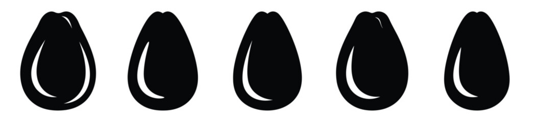 Set of watermelon seed vector icon in silhouette design. summer design concepts.