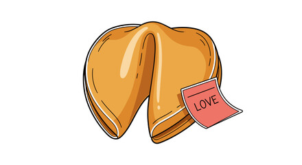 Fortune Cookie with Love Message Romantic Illustration