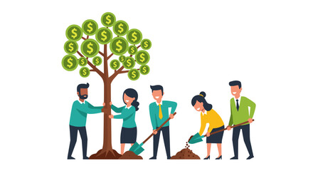 Business Team Growth and Development Concept with Tree