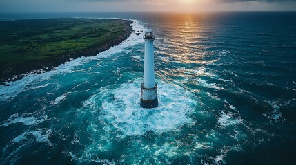Coastal Lighthouse at Sunrise