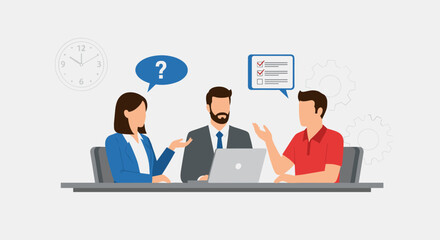 Professional Business Collaborating at Modern Office Desk