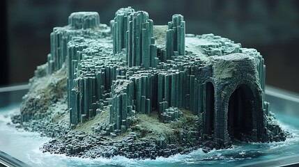 Crystal island model on display