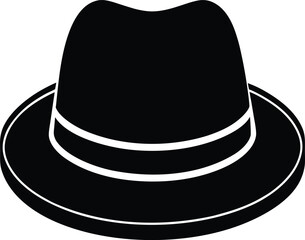 Black Hat Icon – Classic Fedora Silhouette Vector