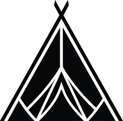 Black Tent Icon – Camping Silhouette Vector Illustration