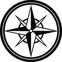 Black Compass Icon – Navigation Symbol Silhouette Vector