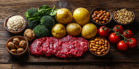 Preparing raw steak with fresh ingredients for cooking Generative AI