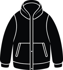 Black Winter Jacket Icon – Coat Silhouette Vector Illustration