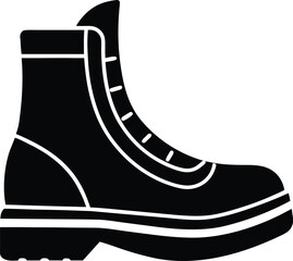 Black Hiking Boot Silhouette Icon Vector