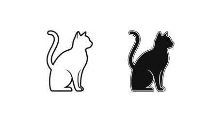 Two stylized cat silhouettes one white and one black are presented © asma